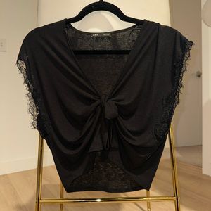 Zara Black Lace Tie Top